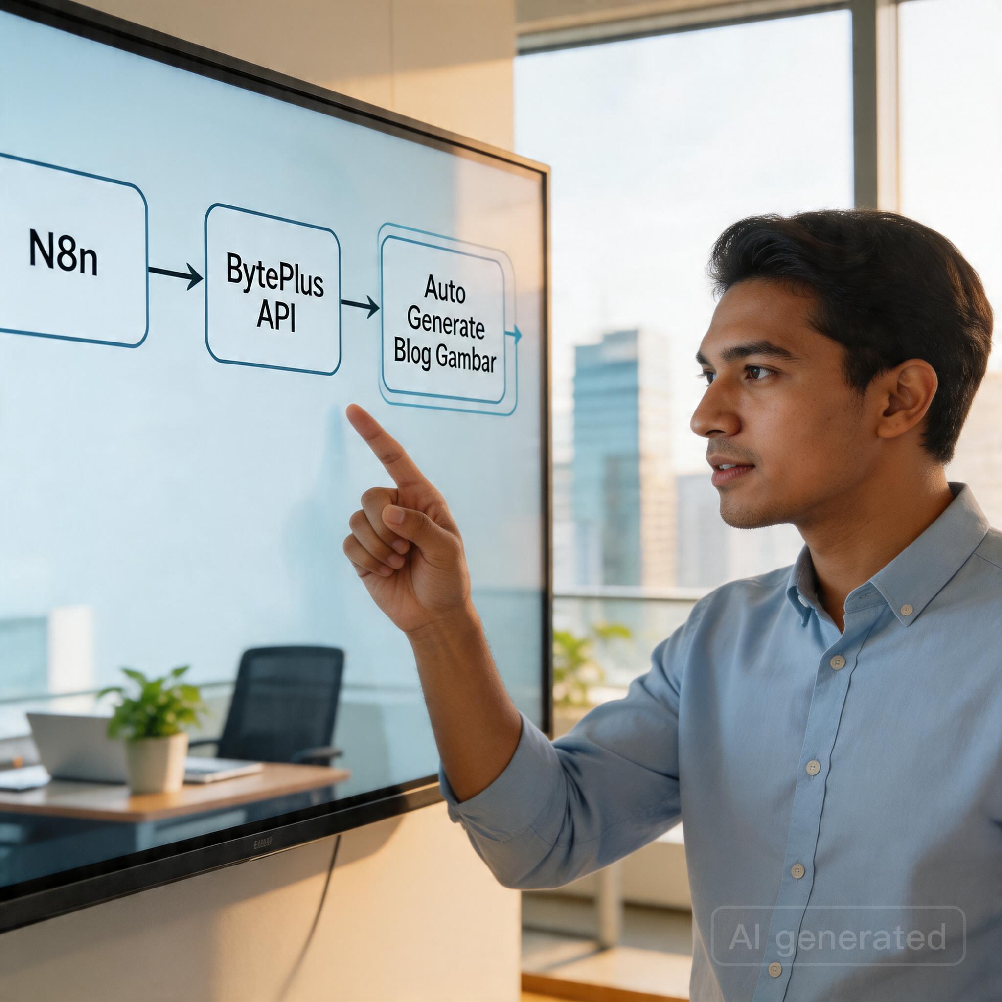 Ilustrasi Setup BytePlus dan N8n untuk Auto Generate Gambar Blog Otomatis